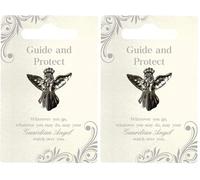 Guardian Angel Silver Finish Angel Badge Broach for Someone Special | Lapel Pin with Rhinestone for Men & Women Suit Tuxedo Tie Hat | Gift with Inspirational Message for & (Pack of 2)