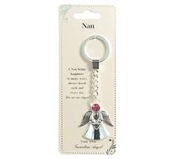 Guardian Angel Silver Finish Angel Keychain for Nan or Mother| Pink Rhinestone in Angels Head with Inspirational Message for Mother's Day, Birthday, Christmas & Any Occasion