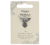 Happy Birthday Silver Coloured Angel Pin With Gem Stone Sentimental Gift Idea