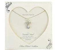 Guardian Angel Silver Plated Chain with Rhinestone Angel Necklace for Someone for birthdays & Valentine's Day with Inspirational Message & Caption Card