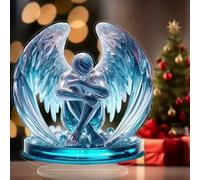 Guardian Angel Table Sign - Acrylic Christmas Decoration, Holy Family Statue, Praying Pose Figurines for Home and Church, Christian Holiday Decor