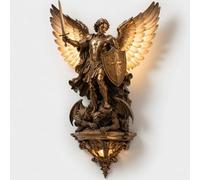 Guardian Angel Wall Lamp, Medieval Gothic Wall Lamp Ideal Gift for Bedroom Living Room Corridor Gothic Enthusiasts and Mythology Fans (A,8in)