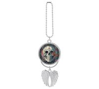 Guardian Angel Wing Skeleton Death Moth Car Hanging Ornament for Rearview Mirror Silver Car Charm Pendant Decorations Rearview Mirror Hanging Accessory Decor Gift for Women Men New Drivers