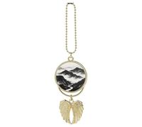 Guardian Angel Wings Car Rearview Mirror Hanging Accessories, Metal Memorial Black White Mountain Angel Wings Car Charms for Women Men, Cars Hanging Ornament Pendant Jewelry Gift-Golden
