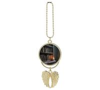Guardian Angel Wings Car Rearview Mirror Hanging Accessories, Metal Memorial Old Bookshelf Candle Angel Wings Car Charms for Women Men, Cars Hanging Ornament Pendant Jewelry Gift-Golden