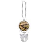 Guardian Angel Wings Car Rearview Mirror Hanging Accessories, Metal Memorial Wildbear Migration in The Grassland Angel Wings Car Charms for Women Men, Cars Hanging Ornament Pendant Jewelry Gift-Silver