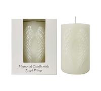 Guardian Angel Wings Memorial Candle | Remembrance White Pillar Candle with Delicately Carved Wings | Comforting Sympathy Gift | 10x6.5x6.5cm
