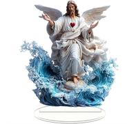 Guardian Angel with Light,Graceful The Cross Prayer Wings Angel Figurine,2D Acrylic Prayer Statue, Sculpture for Outside Garden Yard Patio Grave Cemetery Decor, Sympathy Memorial Gift