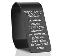 Guardian Angels Fly with You Car Visor Clip, Engraved Stainless Steel Safe Driving Reminder, Christian Angel Protection Travel Gift for Family Friends Drivers, Travel Visor Accessory-DZYB06