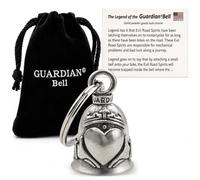 Guardian Bell Celtic Good Luck Bell w/Keyring & Black Velvet Gift Bag | Motorcycle Bell | Lead-Free Pewter | Made in USA, Claddagh Bell, 1.75"