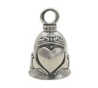 Guardian Bell Celtic Good Luck Bell w/Keyring & Black Velvet Gift Bag | Motorcycle Bell | Lead-Free Pewter | Made in USA, Claddagh Bell, 1.75"