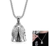 Guardian Bell for Motorbikes Silver Motorcycle Guardian Bell,Luck Riding Bell with Chain Guardian Bell,Angel Guardian Riding Bell With Chain for Motorcycle,Bicycle,Mountain Bike(1 Piece)