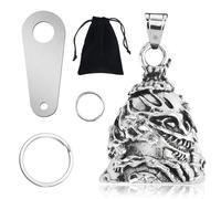 Guardian Bell for Motorbikes,Skull Dragon Motorcycle Bell Pendant,Motorcycle Gremlin Bells,Guardian Angel Bells Hanger,Motorbike Luck Riding Biker Bells with Keychain Ring for Outdoor Biker Riders