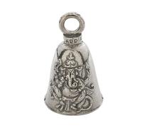 Guardian Bell Ganesh Good Luck Bell w/Keyring & Black Velvet Gift Bag | Motorcycle Bell | Lead-Free Pewter | Good Luck Gift to Friends & Family | Bike Bell | Made in USA, Silver, 1.5"