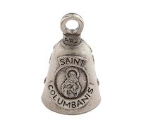 Guardian Bell Religious Good Luck Bell w/Keyring & Black Velvet Gift Bag | Motorcycle Bell | Lead-Free Pewter | Made in USA, Saint Columbanus, 1.75", Modern