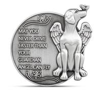 Guardian Dog Angel Visor Clip - Traditional-Modern Bronze Car Accessory, Perfect for Dog Lovers (Silver)