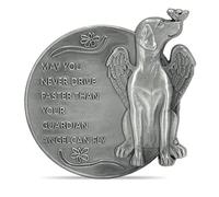 Guardian Dog Angel Visor Clip - Traditional-Modern Bronze Car Accessory, Perfect for Dog Lovers (Silver)