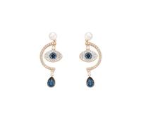 (Guardian Eye Devil Earrings) Devil's Eye Lucky Palm Horseshoe Necklace for Women, Swarovski Element Crystal Collarbone chain for women.