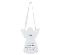 Guardian Hanging Angel Tree Decoration For Nan | Memorial Ornament Engraved with Meaningful Plaque | for House Warming, Christmas, New Year-Ceramic, White
