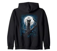 Guardian of Moon Celestial Cat Moon Mystical Night Artwork Zip Hoodie
