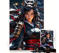 Guardian of The Blade︰ Fierce Samurai Fox Jigsaw Puzzle 1000 Piece for Teenagers Memory Build Vivid Color Playful Challenge Great Gift (50x75cm)