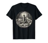 Guardian of The Deep Engraved Lighthouse Mythical Sea Battle T-Shirt