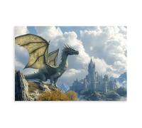 Guardian of The Realm Dragon Canvas Poster Bedroom Decor Landscape Office Room Decor Gift 16x24inch(40x60cm)