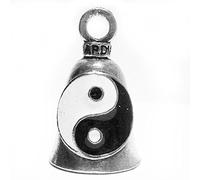 Guardian Yin Yang Black and White Motorcycle Biker Luck Gremlin Riding Bell or Key Ring, Silver, 1.5"