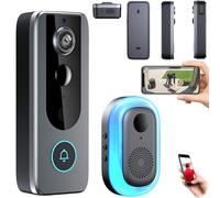 GuardianBell Pro - Smart WiFi Doorbell & Security Cam in One, Live View and Night Vision Two-Way Audio, Motion Alerts, Auto Snapshots and Local (B)
