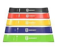 GuardianFit Resistance Loop Exercise Bands Set of 5, Latex Workout Bands with Carry Bag, Strength Bands for Legs, Butt, Body, Fitness, Yoga, Pilates, Women, Men and Kids