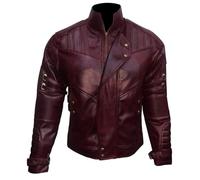 Guardians of Galaxy 2 Jacket Star Lord Chris Pratt Maroon Faux Leather Jacket (UK, Alpha, M, Regular, Regular, Maroon - Faux Leather)