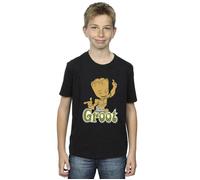 Guardians Of The Galaxy Boy's Groot Dancing T-Shirt in Black | Size: 7-8 Years Guardians Of The Galaxy Black 7-8 Years