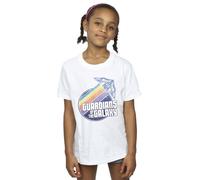 Guardians Of The Galaxy Girl's Badge Rocket Cotton T-Shirt in White | Size: 5-6 Years Guardians Of The Galaxy White 5-6 Years