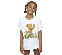 Guardians Of The Galaxy Girl's Groot Dancing Cotton T-Shirt in White | Size: 9 Years Guardians Of The Galaxy White 9 Years