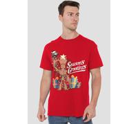 Guardians Of The Galaxy Seasons Grootings Mens T-Shirt Red Guardians Of The Galaxy Red XXL