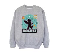 Guardians Of The Galaxy Volume 3 Girl's Rocket Raccoon Badge Sweatshirt in Grey | Size: 7-8 Years Guardians Of The Galaxy Volume 3 Grey 7-8 Years