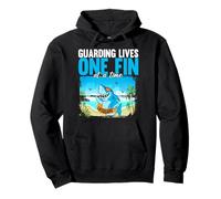 Guarding Lives One Fin At A Time Humorous Shark Lifeguard Pullover Hoodie