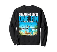 Guarding Lives One Fin At A Time Humorous Shark Lifeguard Sweatshirt