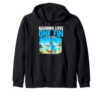 Guarding Lives One Fin At A Time Humorous Shark Lifeguard Zip Hoodie