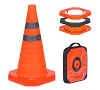GUARDLEAD 1-Pack Traffic Cone 45 cm (18"), Windproof Collapsible Road Cone, Heavy Duty Base (900 g), Pop Up Reflective Hazard Cone for Car Breakdown & Parking (1, 18'')