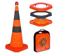 GUARDLEAD 1-Pack Traffic Cone 70 cm (28") with LED Light, Windproof Collapsible Road Cone, Heavy Duty Base (1.8 kg), Pop Up Reflective Hazard Cone for Car Breakdown Emergency (1, 28'')