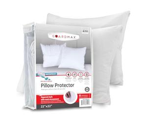 Guardmax Jersey Knitted Throw Pillow Protector with Zipper - 4 Pack -100% Waterproof, Bed Bug Proof, Dust Mite Proof, & Hypoallergenic Pillow Covers - Premium Zippered Pillow Cases. (22 X 22)