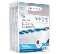 Guardmax Premium Box Spring Cover - California King Size Waterproof and Bed Bug Proof Zippered Box Spring Encasement - 6 Side Absorbent Boxspring Protects Against Bed Bugs, Dust Mites, and Stains.