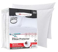 Guardmax Terry Cotton Pillow Protector with Zipper Standard Size - 2 Pack -100% Waterproof, Bed Bug Proof, Dust Mite Proof, & Hypoallergenic Pillow Covers - Premium Zippered Pillow Cases. (20 X 26)