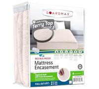Guardmax Terry Cotton Zippered Mattress Encasement - Full Size - 100% Waterproof and Bed Bug Proof Mattress Protector - Absorbent Six-Sided Mattress Cover (Terry Cotton, Full)