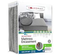 Guardmax Terry Cotton Zippered Mattress Encasement - King Size - 100% Waterproof and Bed Bug Proof Mattress Protector - Absorbent Six-Sided Mattress Cover (Terry Cotton, King)