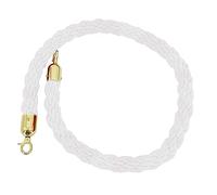 guardrail rope, Carpet Stanchion Twisted Rope, Heavy-Duty Hemp Queen Barrier Ropes with Gold Hooks, for Restaurants/Hotels/Cinemas Crowd Control/(White,Length 3M/9.8Ft/118In)