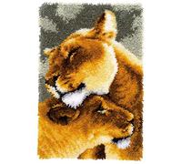 GUARDUU Latch Hook Kits DIY Rug Carpet Making Cushion, Unfinished Latch Hook Kits Gift for Kids Adults with Printed Canvas Pattern, 52 * 38Cm, Flower,A