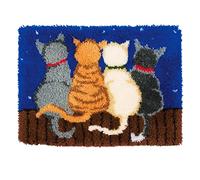 GUARDUU Latch Hook Kits Rug Making Crafts with Colorful Pattern Printed, Unfinished Handmade Crochet Yarn for Kids Adults Beginner, 52 * 38cm, Cat