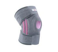 GUARVEX Knee Support Open Patella - 4 Strap Adjustable Knee Brace for Women & Men with Side Stabilizers & Patella Gel Pads, For Knee Pain Arthritis, Joint Pain, Meniscus Tear, Grey&Pink